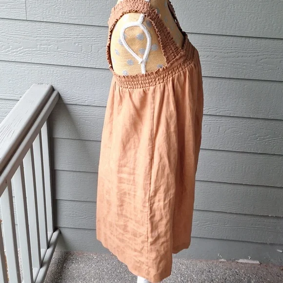 Everlane The Smocked Linen Dress Size XS Light Brown - Picture 12 of 14
